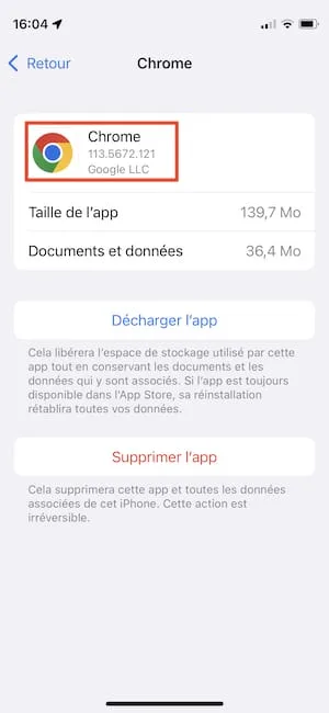 connaitre version chrome ios