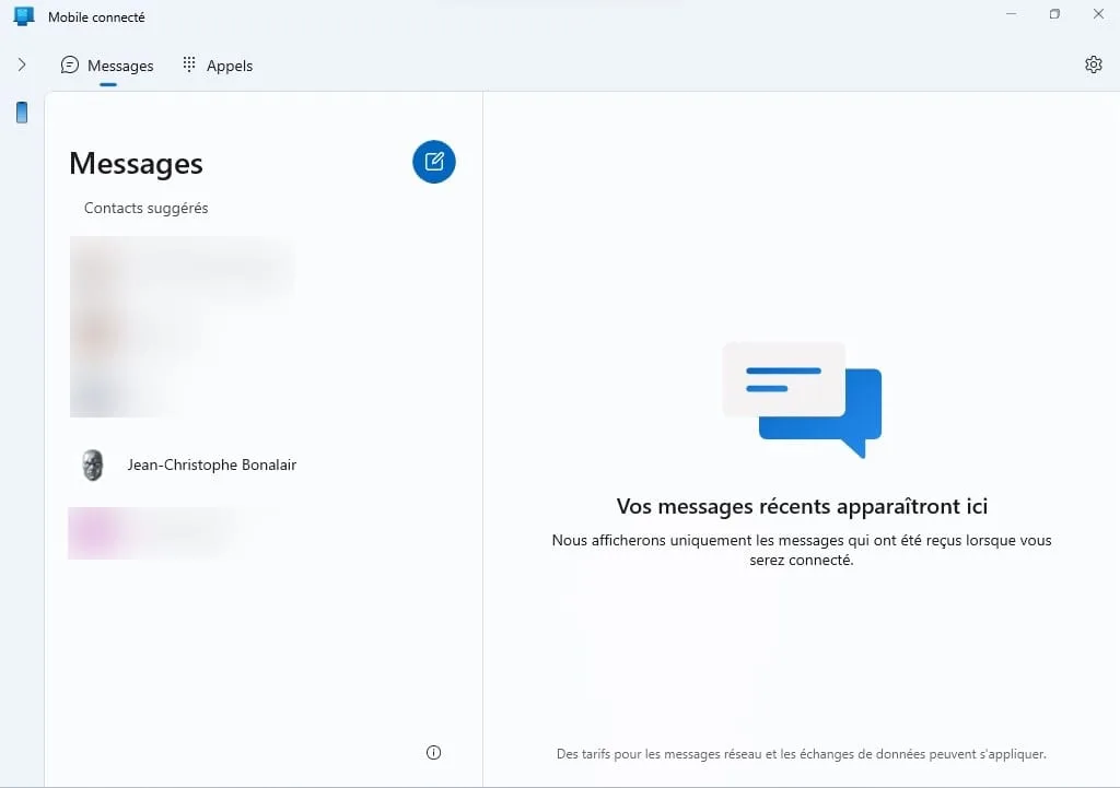 envoyer et recevoir messages iphone sur Windows