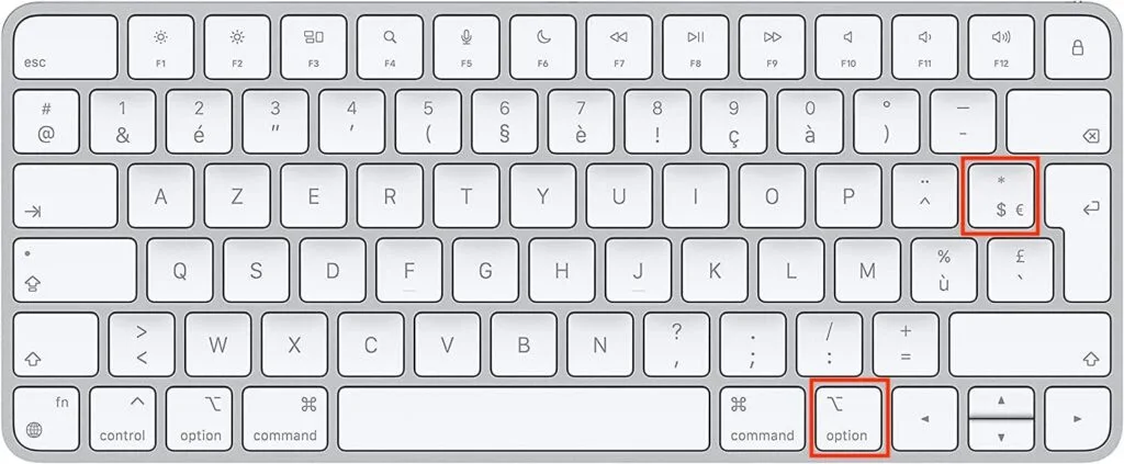 taper symbole euro avec Apple Magic Keyboard en francais