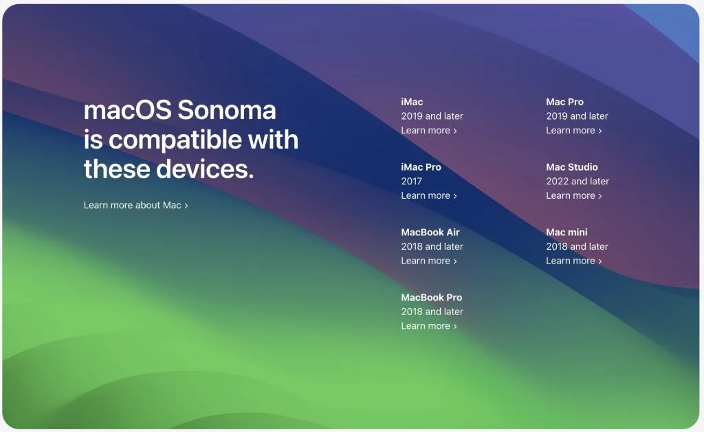 Mac compatibles macOS Sonoma