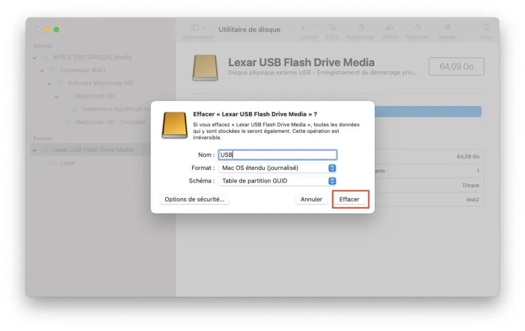 Créer une clé USB bootable de macOS Sonoma (14.0) 2 creation cle usb bootable sonoma