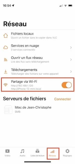 partage wifi vlc mac