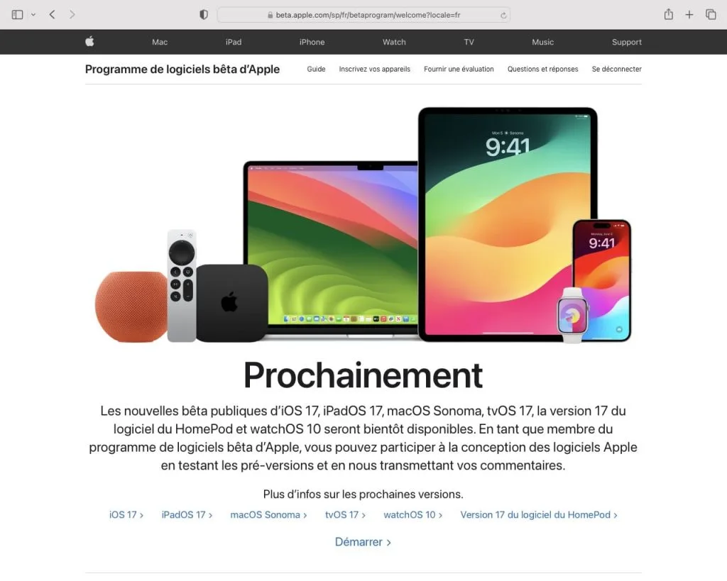 telecharger beta apple ios 17
