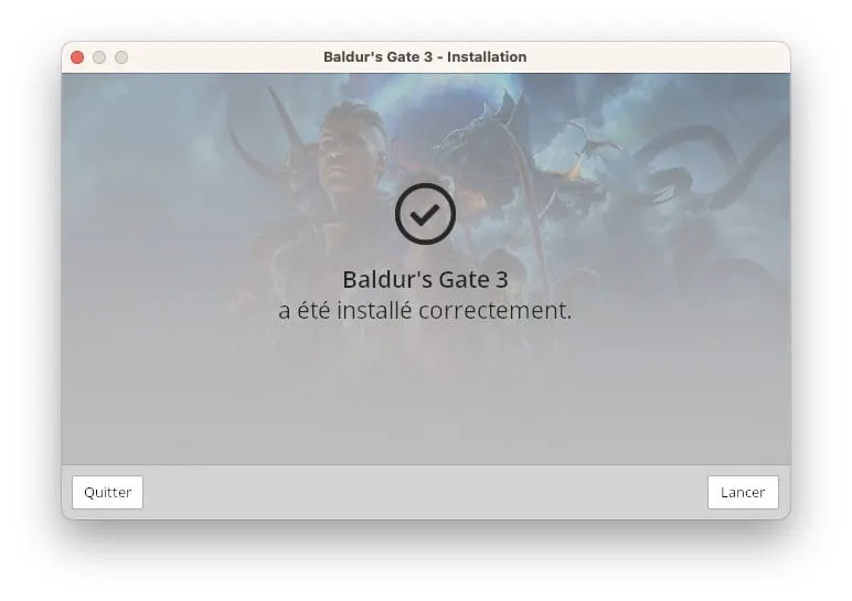 Comment jouer à Baldur’s Gate 3 sur Mac (Intel / Silicon M1 / M2) 11 Baldurs gate 3 fin installation crossover