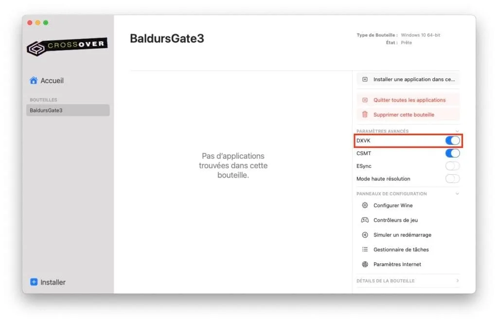 Comment jouer à Baldur’s Gate 3 sur Mac (Intel / Silicon M1 / M2) 6 activer DXVK
