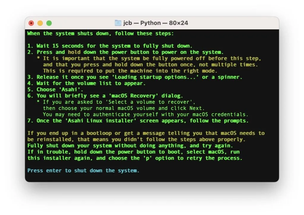 instructions installation asahi linux