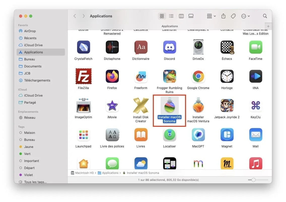 Installation propre macOS Sonoma (14.0) 4 installation macos sonoma fichier