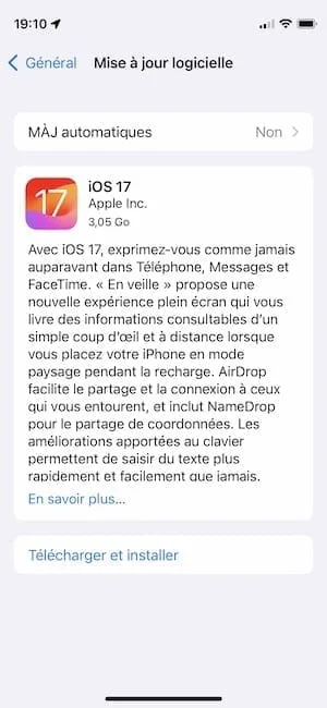 Télécharger iOS 17 en version finale pour iPhone (liens IPSW) 2 maj ios 17 finale