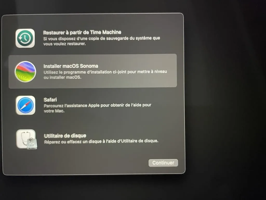 Installation propre macOS Sonoma (14.0) 7 menu installation macos sonoma