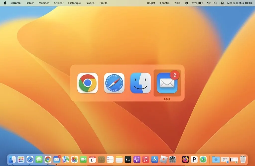 raccourci clavier pour Mac changer application