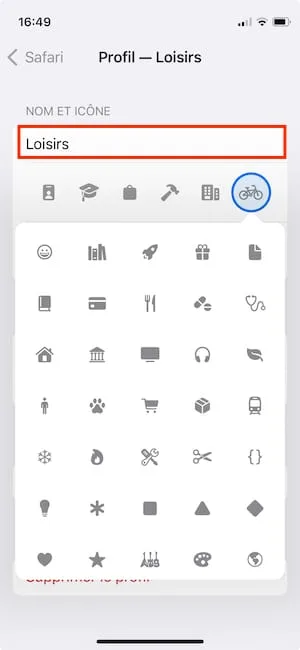 safari ios 17 profil icone