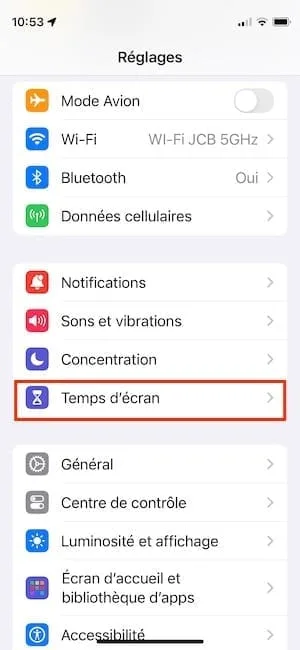 configurer distance ecran iphone ios 17