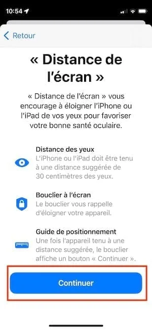 distance des yeux iphone
