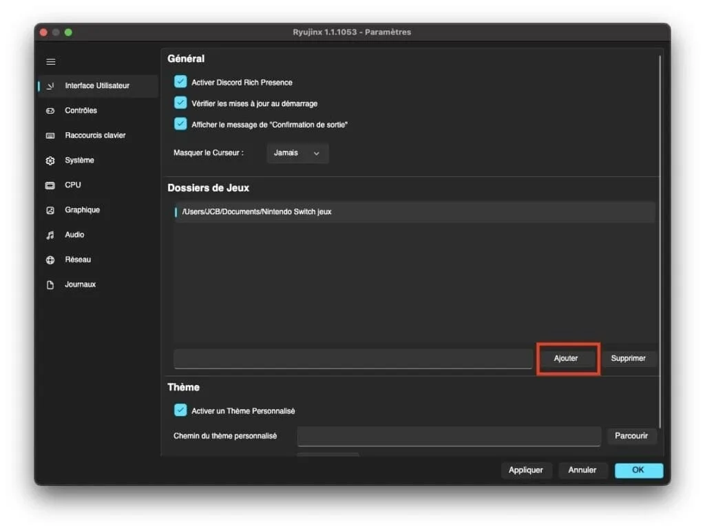 dossier emplacement jeux switch mac