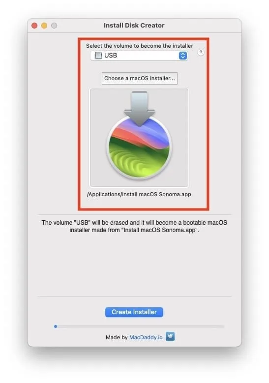 Créer une clé USB d'installation de macOS Sonoma sans le Terminal 4 install disk creator macos sonoma