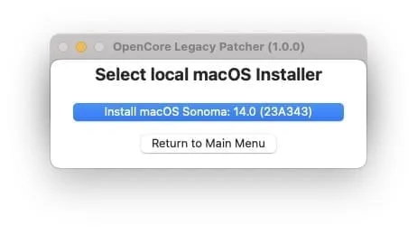 macOS Sonoma Installer opencore legacy patcher