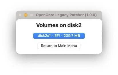 partition boot EFI sonoma opencore legacy patcher