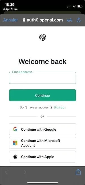 compte gratuit chatgpt iphone