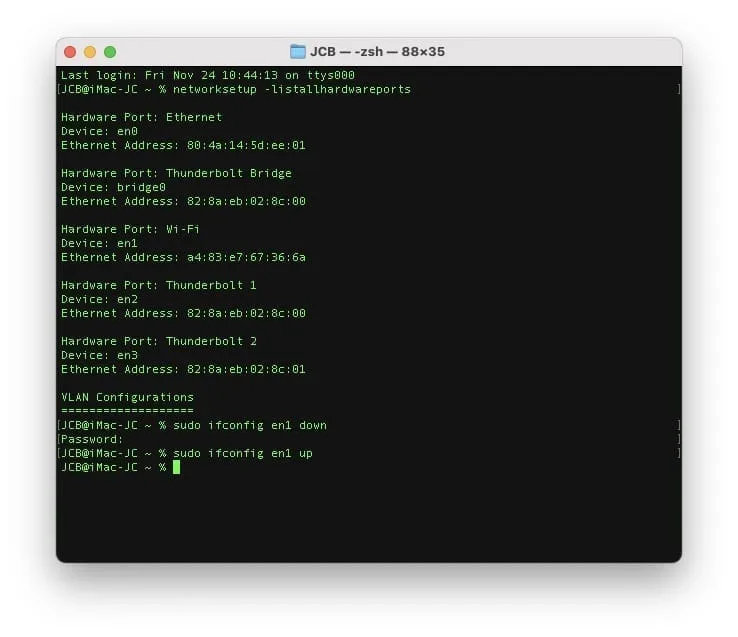 corriger probleme reseau wifi mac