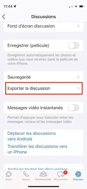 Sauvegarder les discussions WhatsApp sur iPhone (avec ou sans iCloud) 5 exporter discussion whatsapp