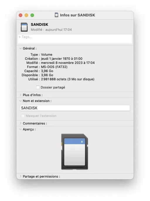 formater carte sd mac os