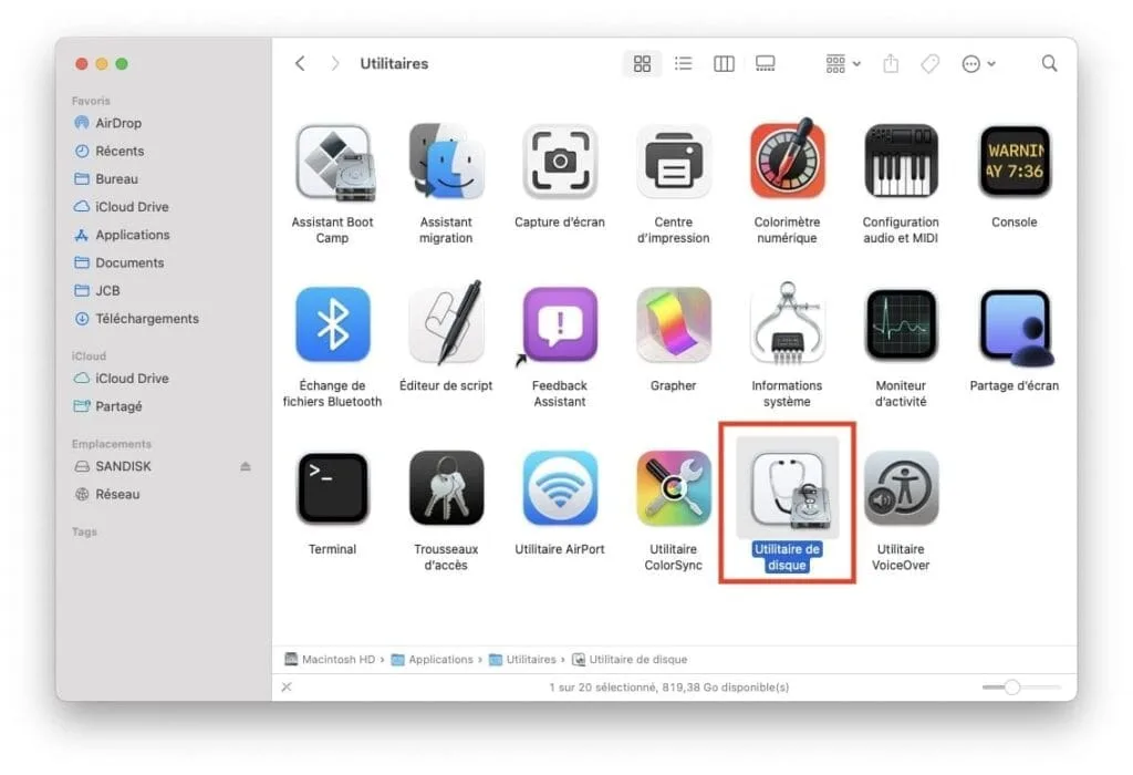 formater carte sd mac utilitaire de disque