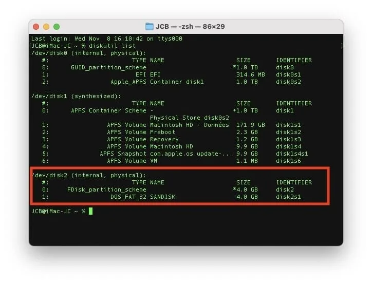formater une carte sd sur mac terminal