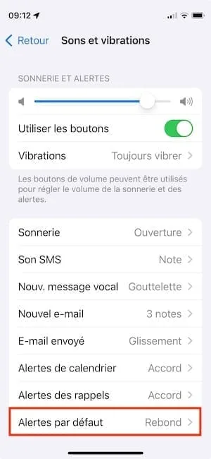 alertes par defaut ios