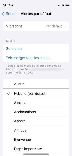 changer son rebond par defaut sur iphone ios 17.2 minimum
