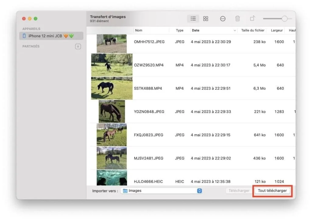 telecharger photos iphone vers mac