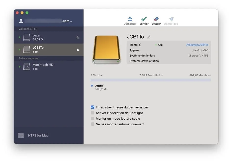 comment ecrire en NTFS sonoma