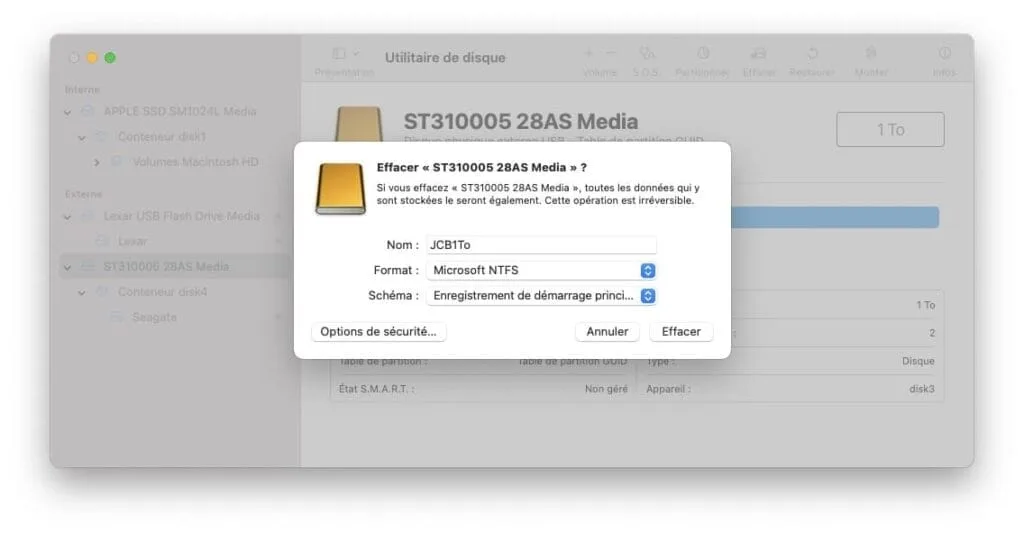 formater en NTFS sonoma