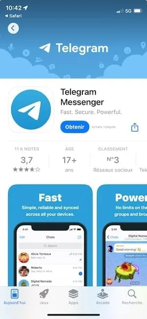 installer telegram messenger iphone