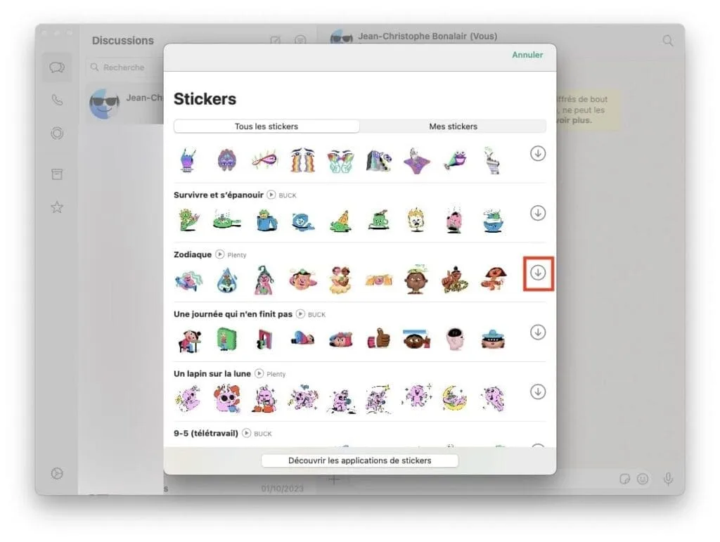 mac nouveaux stickers whats app