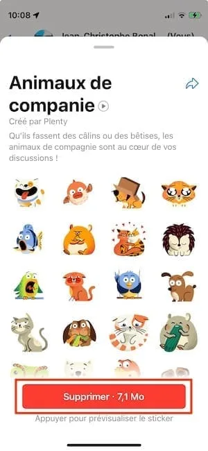 supprimer stickers whatsapp