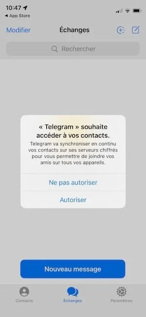 telegram souhaite acceder a vos contacts
