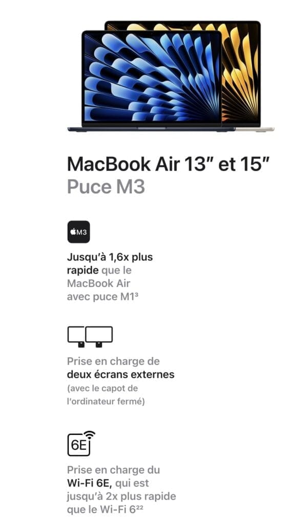 MacBook Air 13 et 15 pouces M3 2024