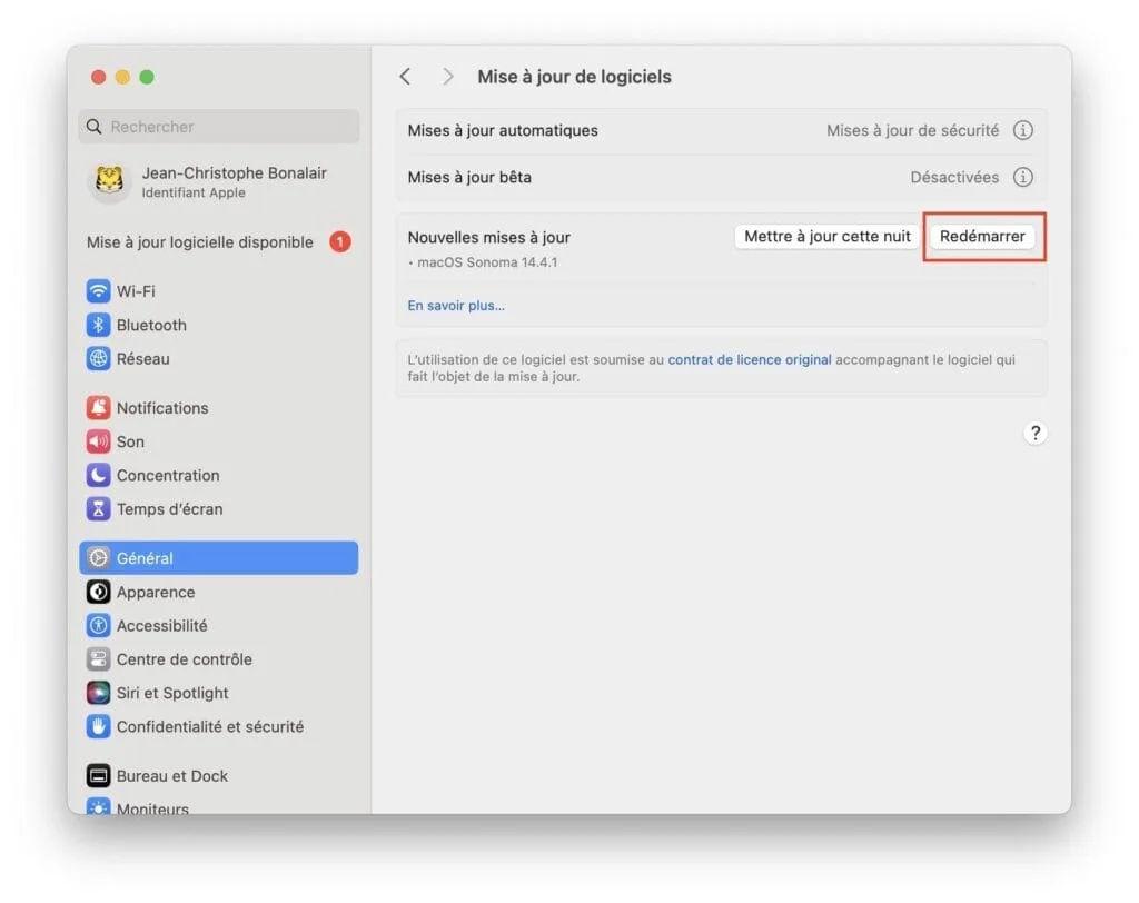 maj macos sonoma 14.4.1