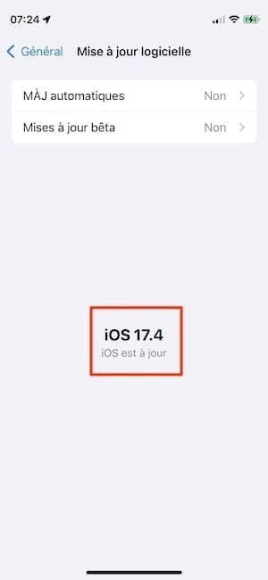 mise a jour iphone ios 17.4