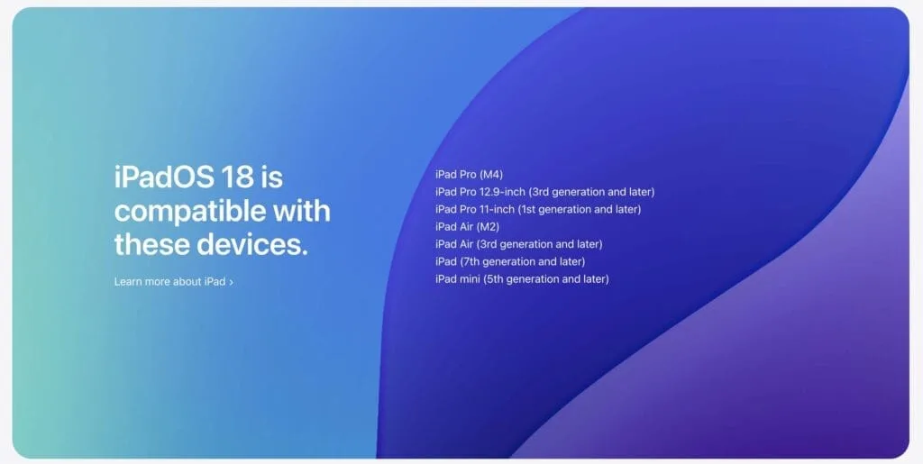 Liste des iPad compatibles iPadOS 18 1 ipados 18