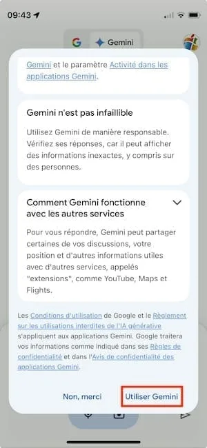Comment installer Gemini sur iPhone (IA de Google) 4 utiliser gemini iphone mode demploi
