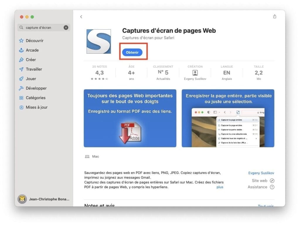 Comment capturer une page web avec safari