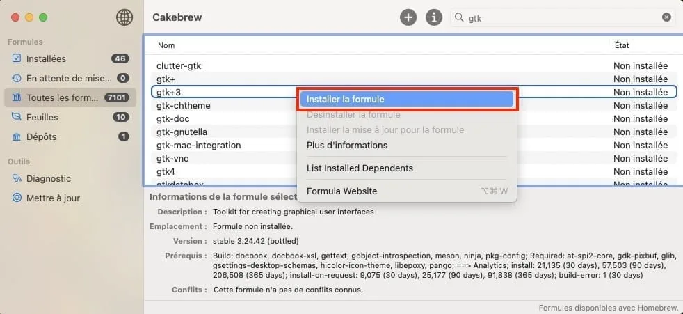 Comment installer Cakebrew sur Mac (interface graphique Homebrew) 3 cakebrew comment ca marche
