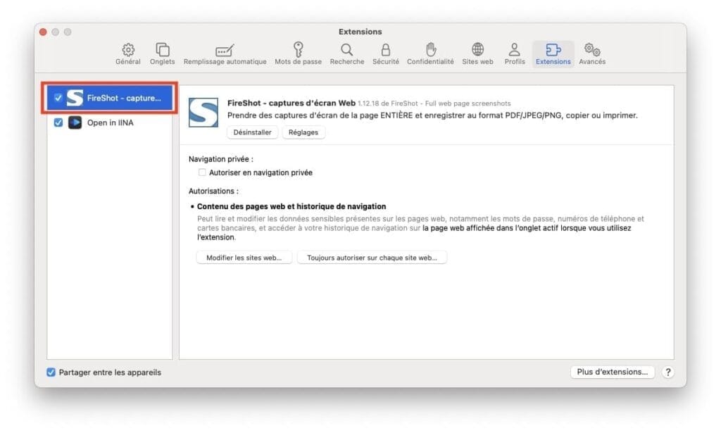capture decran web entier safari mac