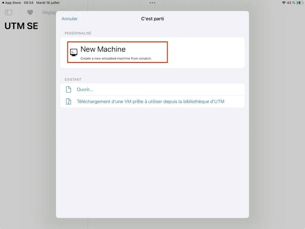installer windows 7 sur ipad avec utm se