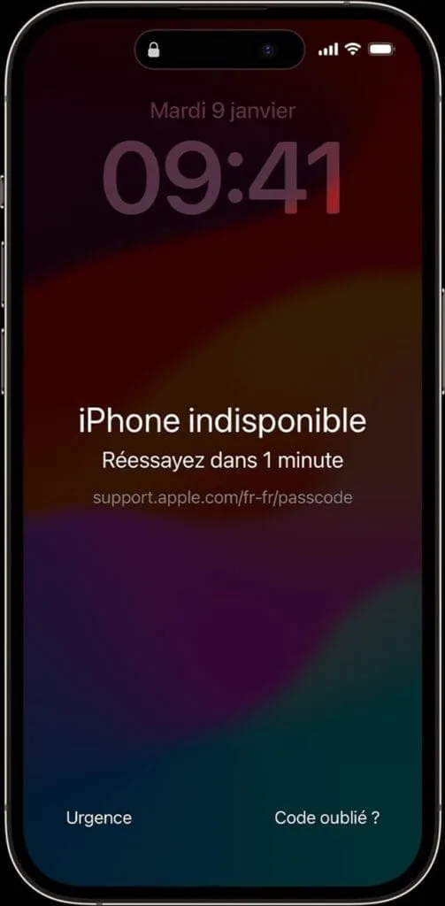 iphone indisponible code oublie