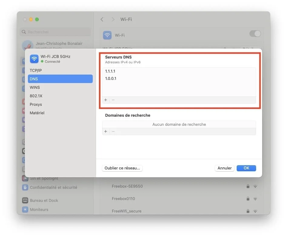 Safari nouvre pas un site web sur Mac changer dns