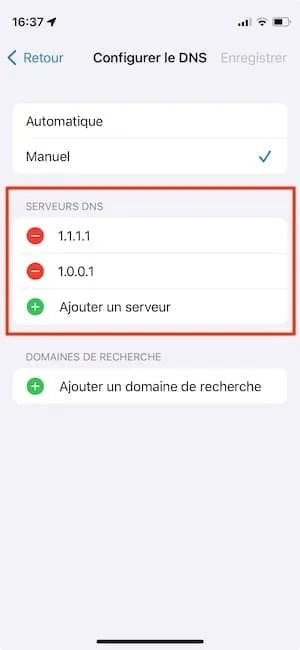 Safari nouvre pas un site web sur iphone changer dns