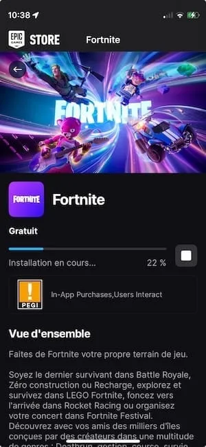 Comment installer Epic Games Store sur iPhone pour jouer à Fortnite 8 fortnite installation en cours iphone