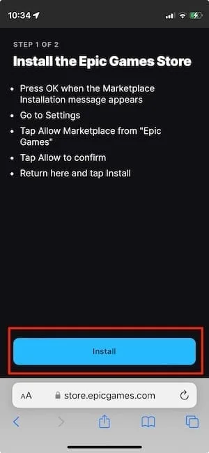 Comment installer Epic Games Store sur iPhone pour jouer à Fortnite 2 installation epic games store iphone